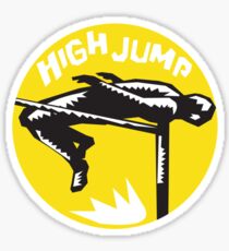 Track and Field Athlete High Jump Woodcut Sticker