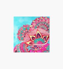 Bohemian boho red blue floral paisley pattern Art Board
