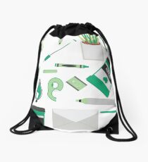 Green Art Supply Print Drawstring Bag