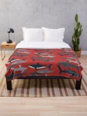 Sharks Illustration Throw Blanket