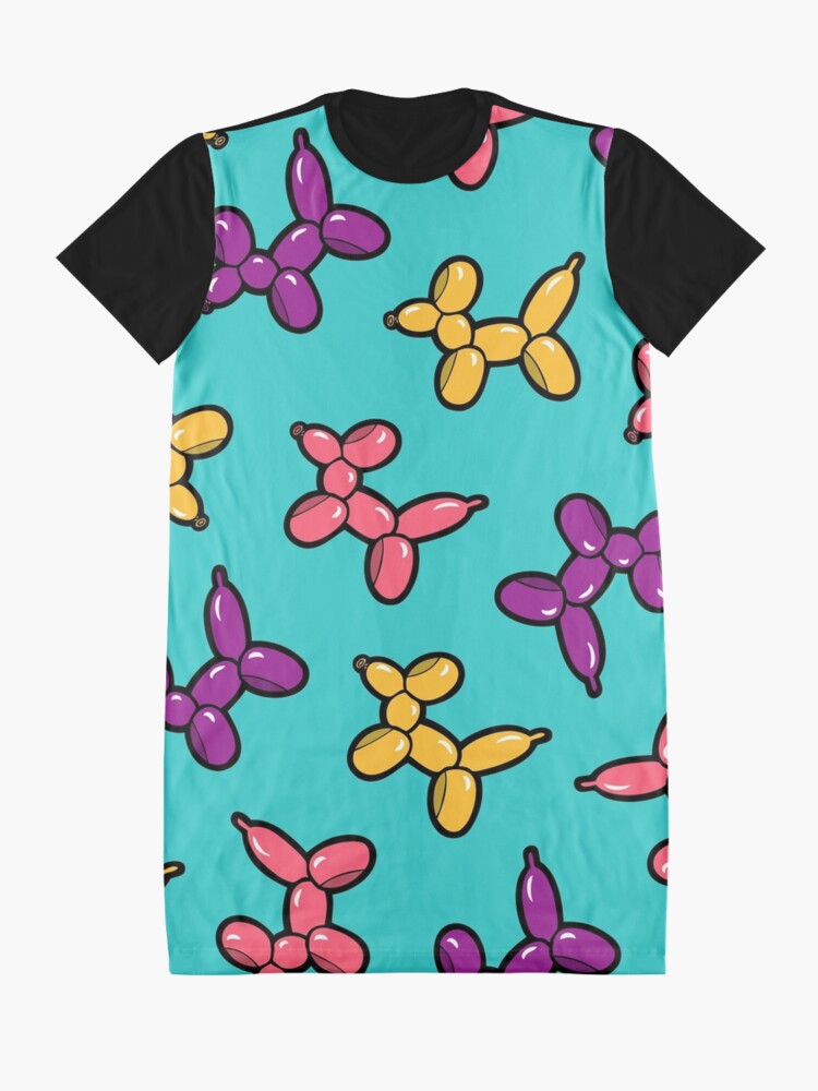 Alternate view of Balloon Animal Dogs Pattern in Blue Graphic T-Shirt Dress