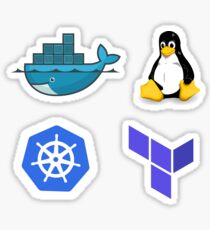 Docker, Tux, Kubernetes, Terraform Combo Pack Sticker
