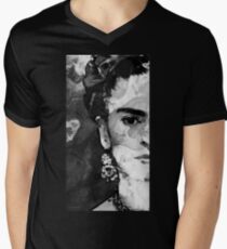 Black And White Frida Kahlo by Sharon Cummings Men's V-Neck T-Shirt