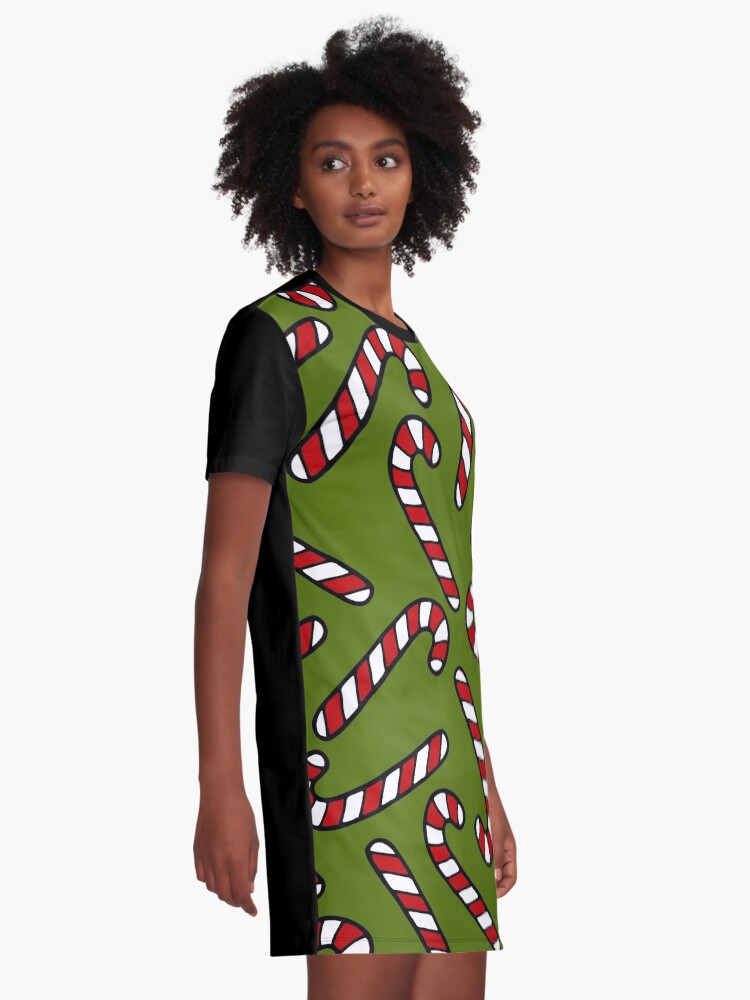 Alternate view of Candy Cane Pattern Graphic T-Shirt Dress