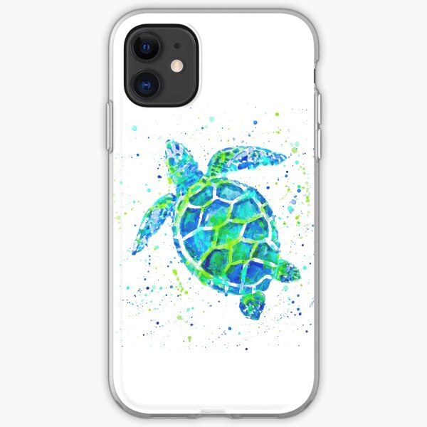 Sea Turtle with paint splats by Jan Marvin iPhone Soft Case