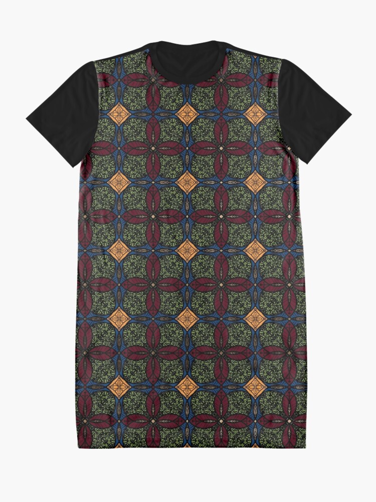 Alternate view of Ankara African print (olive). Graphic T-Shirt Dress