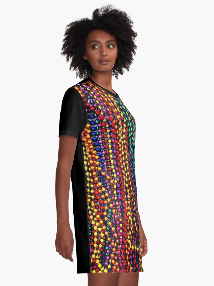 Alternate view of MARDI GRAS :Colorful Beads Print Graphic T-Shirt Dress