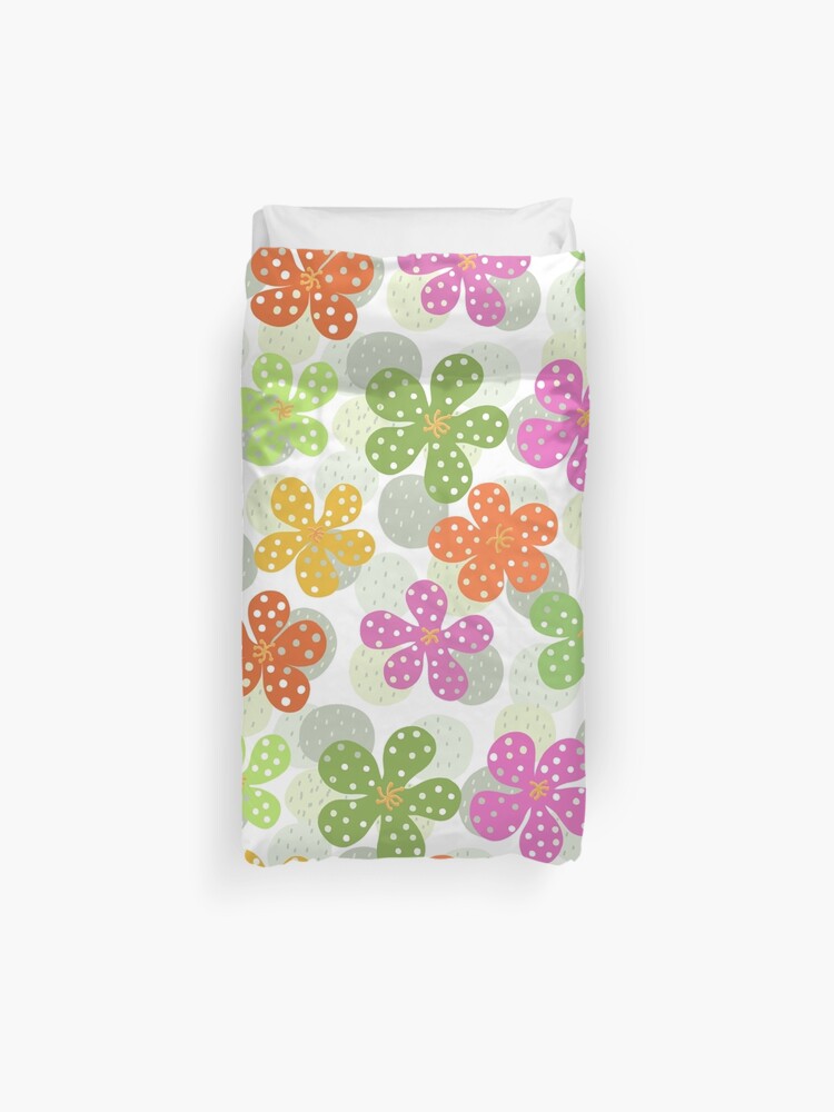 Vibrant Floral Pattern Green Pink Orange Yellow Duvet Cover By