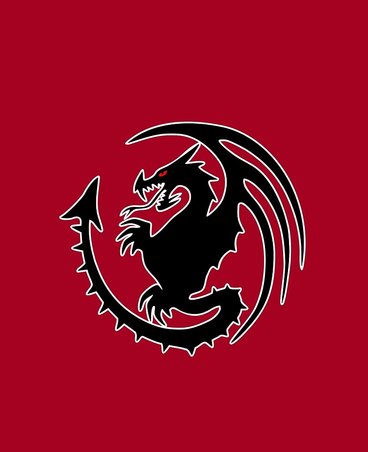 Round Black Dragon Design On Red Background Ipad Case Skin By