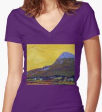 Croagh Patrick, Mayo Women's Fitted V-Neck T-Shirt