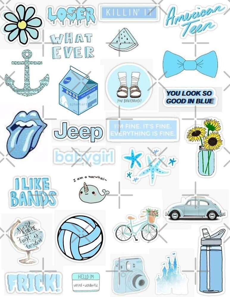  Blue Sticker Pack  by redlegliv Redbubble