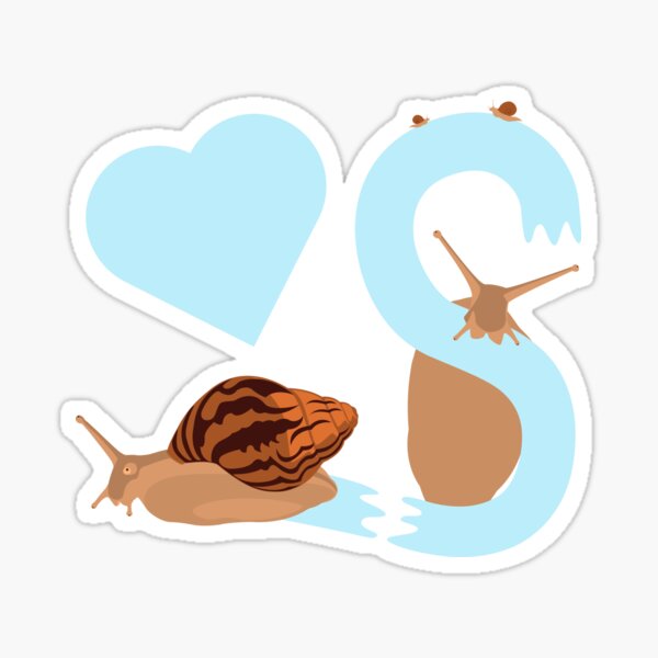 Pet snail with heart and letter S Sticker