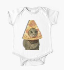 Cat with Pizza Head Baby Body Kurzarm