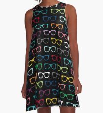 Colorful Hipster Eyeglasses Pattern A-Line Dress