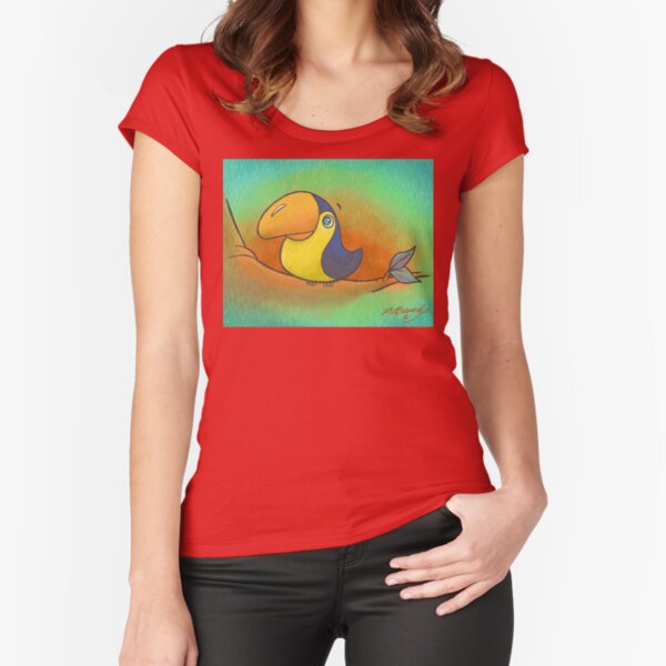 Baby Bird Smiling in the Rain! Fitted Scoop T-Shirt
