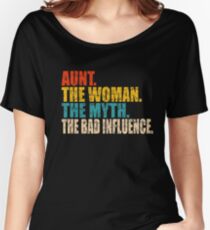 Die lustige Vintage Tante The Womens The Mythos der schlechte Einfluß-T-Shirt für Tante Loose Fit T-Shirt