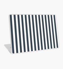 Charcoal Gray and White Vertical Stripes Laptop Skin