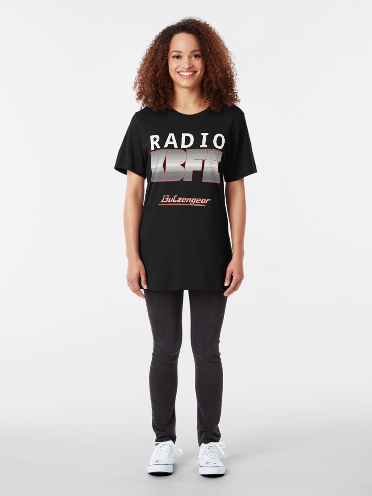 Alternate view of Radio KBFE on Dark Slim Fit T-Shirt
