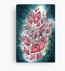 Ruby Coelophysis | Dinosaur Crystal Watercolor Canvas Print