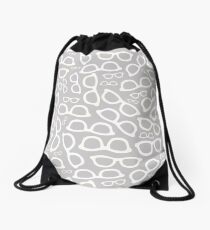 Grey Smart Glasses Pattern Drawstring Bag
