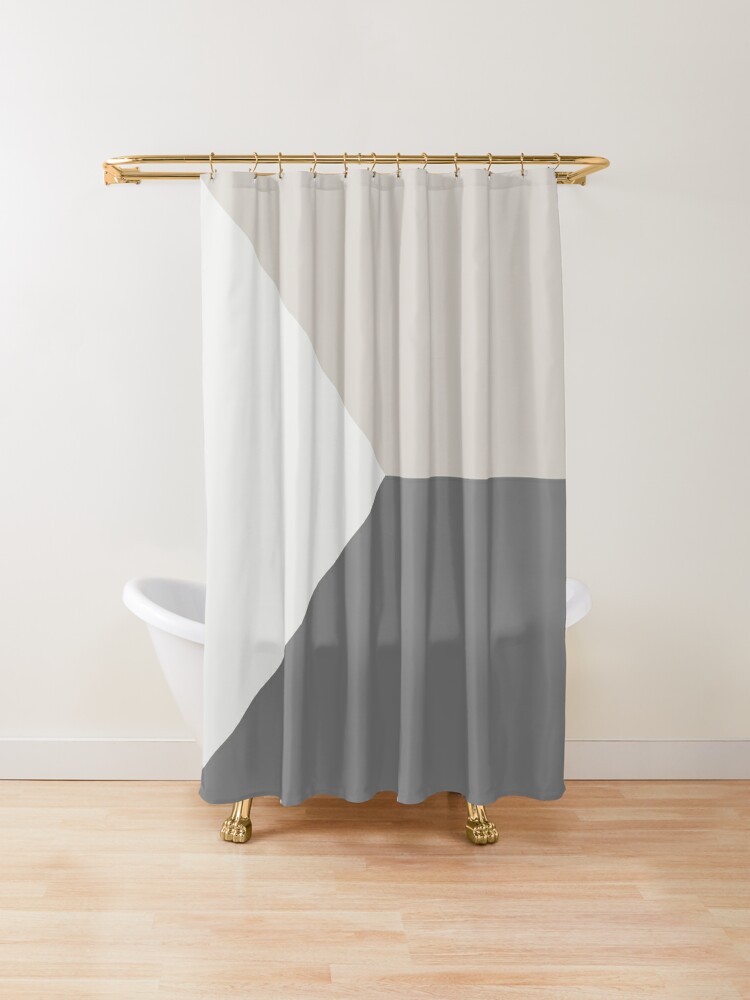 White And Grey Simple Scandinavian Geometric Minimalist Shower   Ur,shower Curtain Closed,wide Portrait,x1000.1u7 