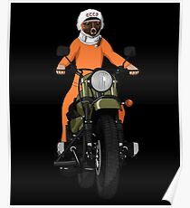 Der erste Hund im Weltraum Laika auf Motorrad Poster