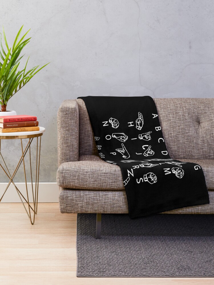 "ASL American Sign Language" Throw Blanket by teesfineart Redbubble