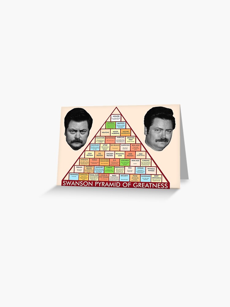 Ron Swansons Pyramid Of Greatness Greeting Card picture regarding Ron Swanson Pyramid of Greatness Printable Version identify Ron Swansons Pyramid Of Greatness Greeting Card