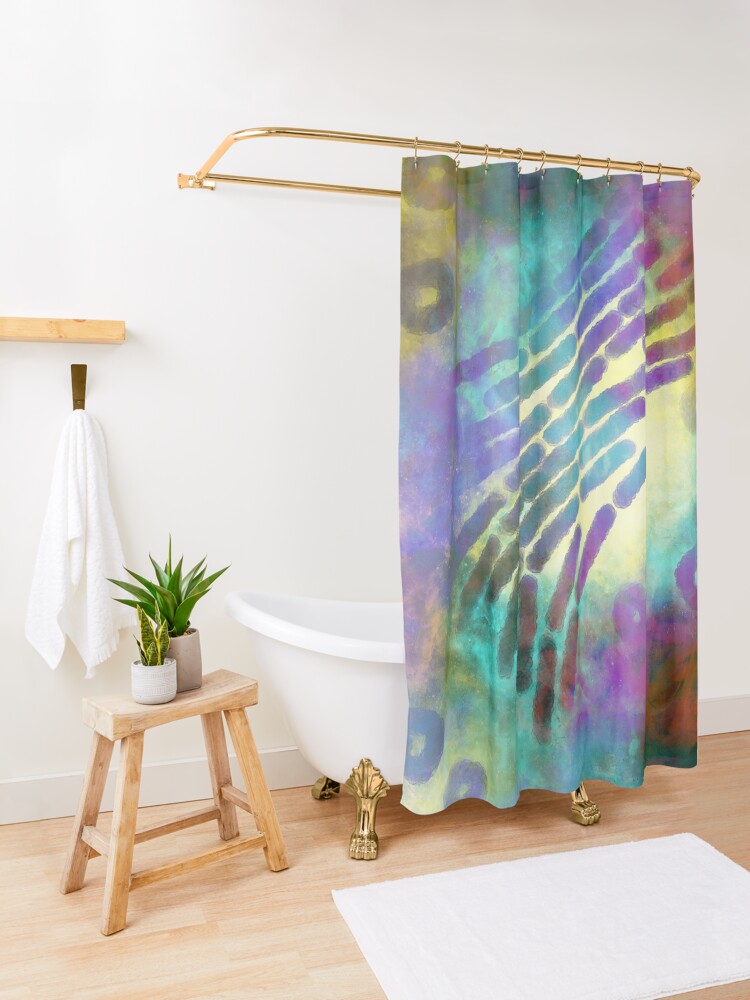 Alternate view of In the beginning there were microbes Shower Curtain