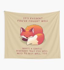 "It's Evident You've Fought Well" Sleepy Fox Tapestry