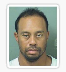 Tiger Woods Mugshot Sticker