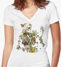 Knochen und Botanik Tailliertes T-Shirt mit V-Ausschnitt