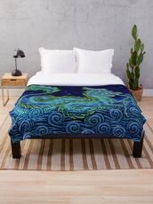 Chinese Azure Dragon Throw Blanket