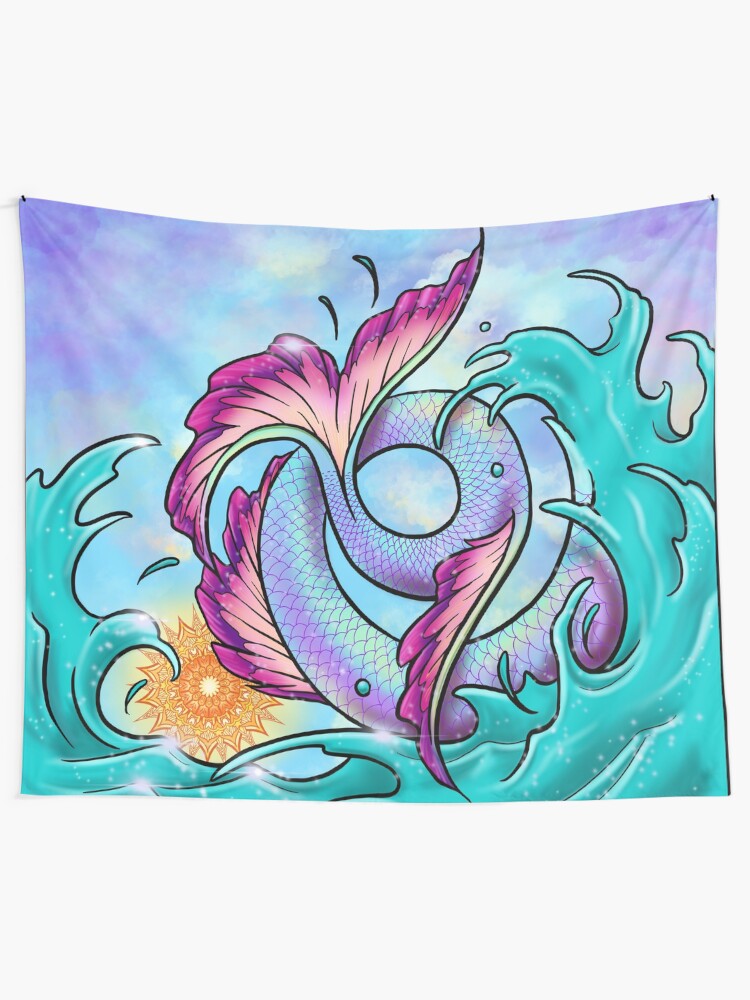 Alternate view of Mermaid Tail Sploosh Tapestry