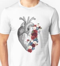 Menschliches Herz - Blumendruck Slim Fit T-Shirt