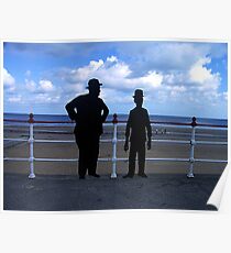 Laurel and Hardy Silhouette - Redcar, North Yorkshire Poster
