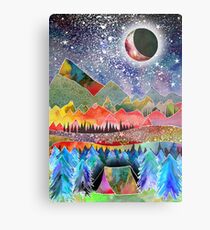 Camping under the moon Metal Print