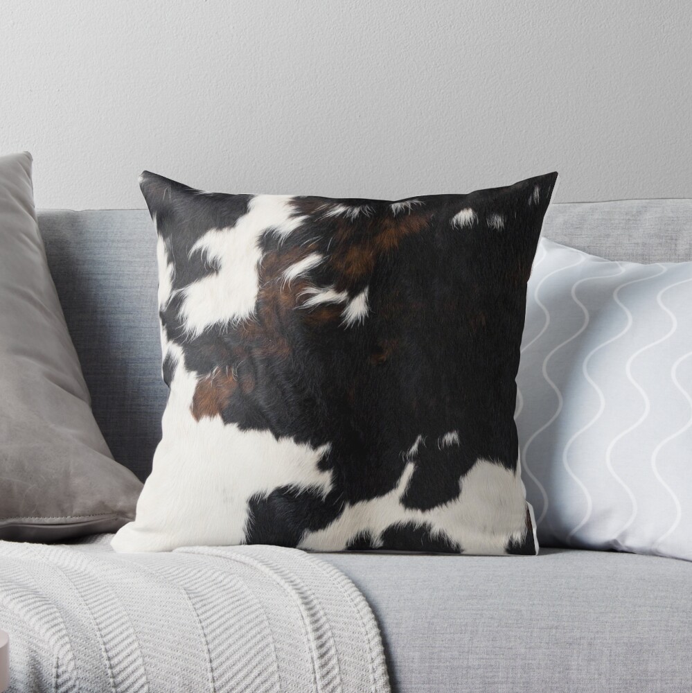 Cowhide Leather Throw Pillow