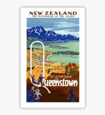 New Zealand Vintage Travel Poster Restored Sticker