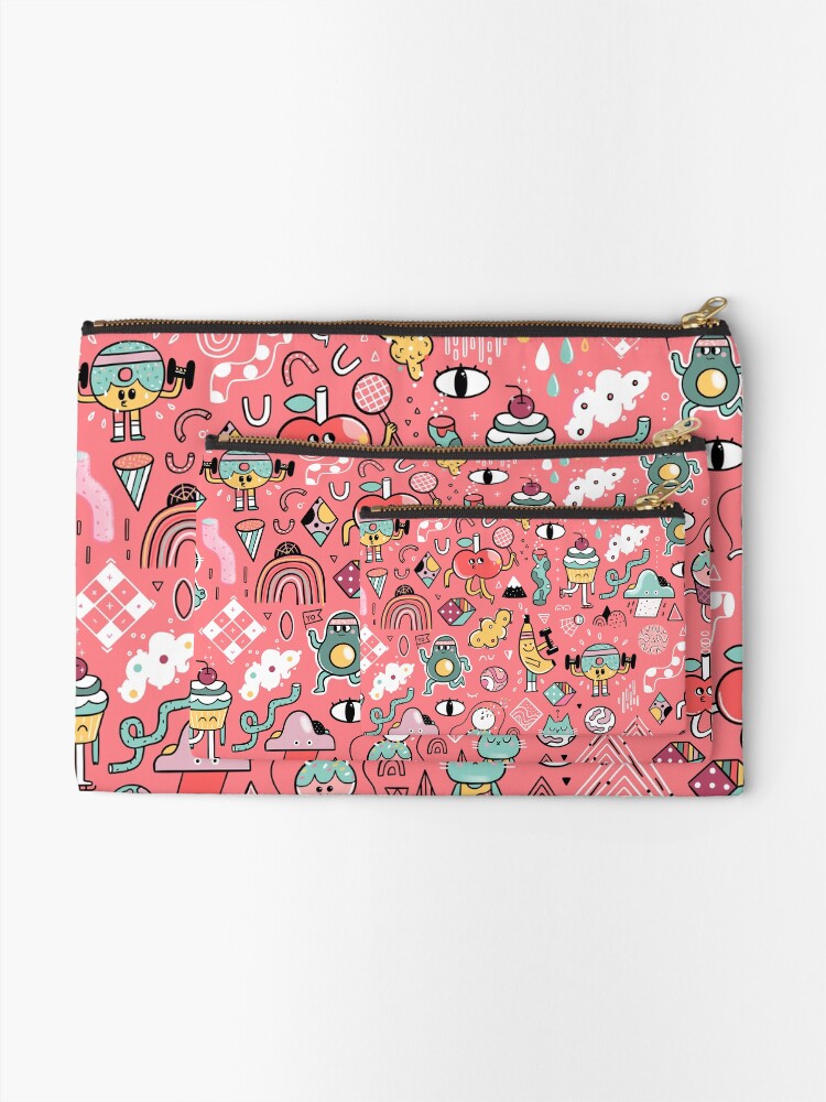 Alternate view of Funny crazy avocado, banana, ice cream, apple, cat, cupcake. Fitness food. Zipper Pouch