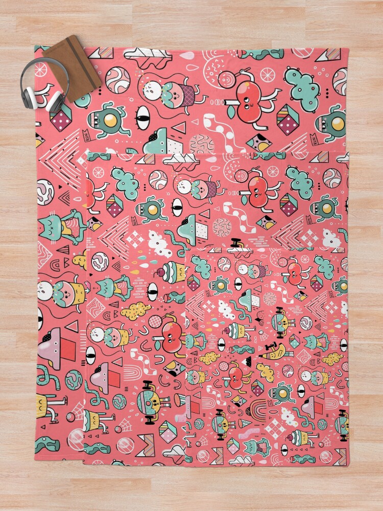 Alternate view of Funny crazy avocado, banana, ice cream, apple, cat, cupcake. Fitness food. Throw Blanket