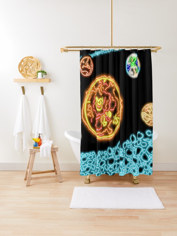 Electric Solar System Neon Asteroid Belt And Inner Planets On