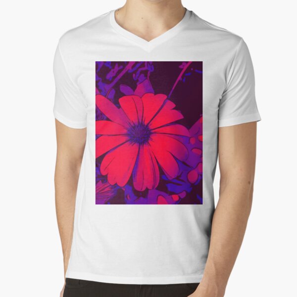 Red-lilac floral motif WelikeFlowers V-Neck T-Shirt