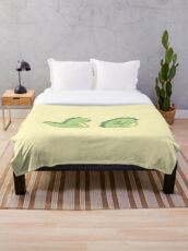 Cute Chubby Sleepy Dragon - Green Throw Blanket
