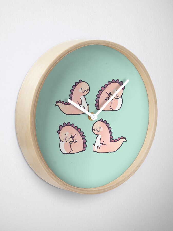 Alternate view of Cute Chubby Sleepy Dragon - Pink Clock