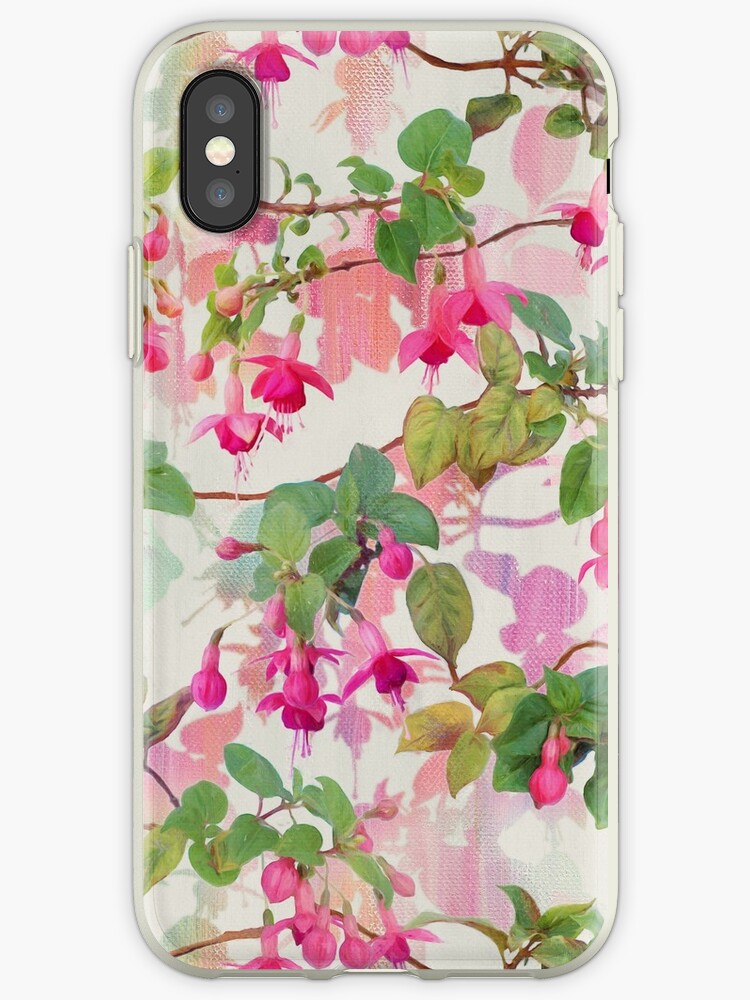 "Rainbow Fuchsia Floral Pattern" iPhone Case & Cover by micklyn Redbubble