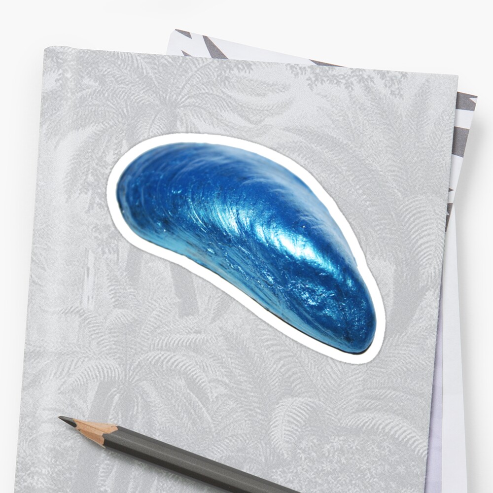 "Shiny Blue Mussel Shell " Sticker by fairychamber Redbubble