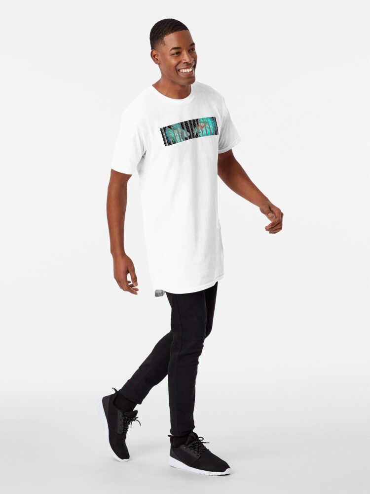 Alternate view of Negative Fish Behind Bars on Transparency Grid Long T-Shirt