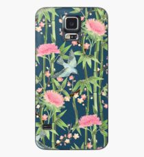 Bamboo, Birds and Blossom - dark teal Case/Skin for Samsung Galaxy