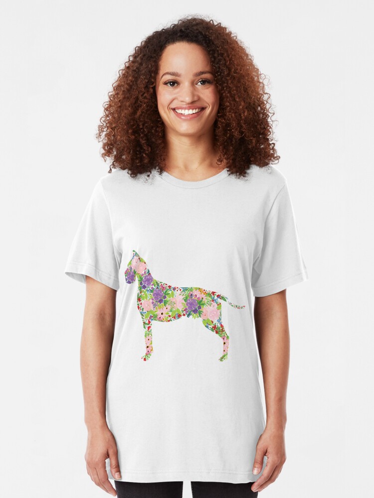 Alternate view of Floral Great Dane Slim Fit T-Shirt
